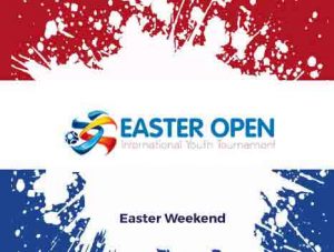 Holland Easter Open logo set on a Netherlands national flag