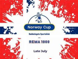 Norway Cup logo on Norwegian national flag