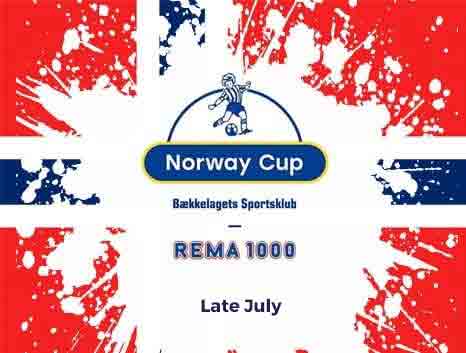 Norway Cup logo on Norwegian national flag